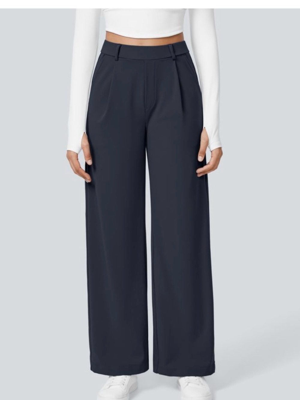 Halara Wide Leg High-Waist Pants in Charcoal
